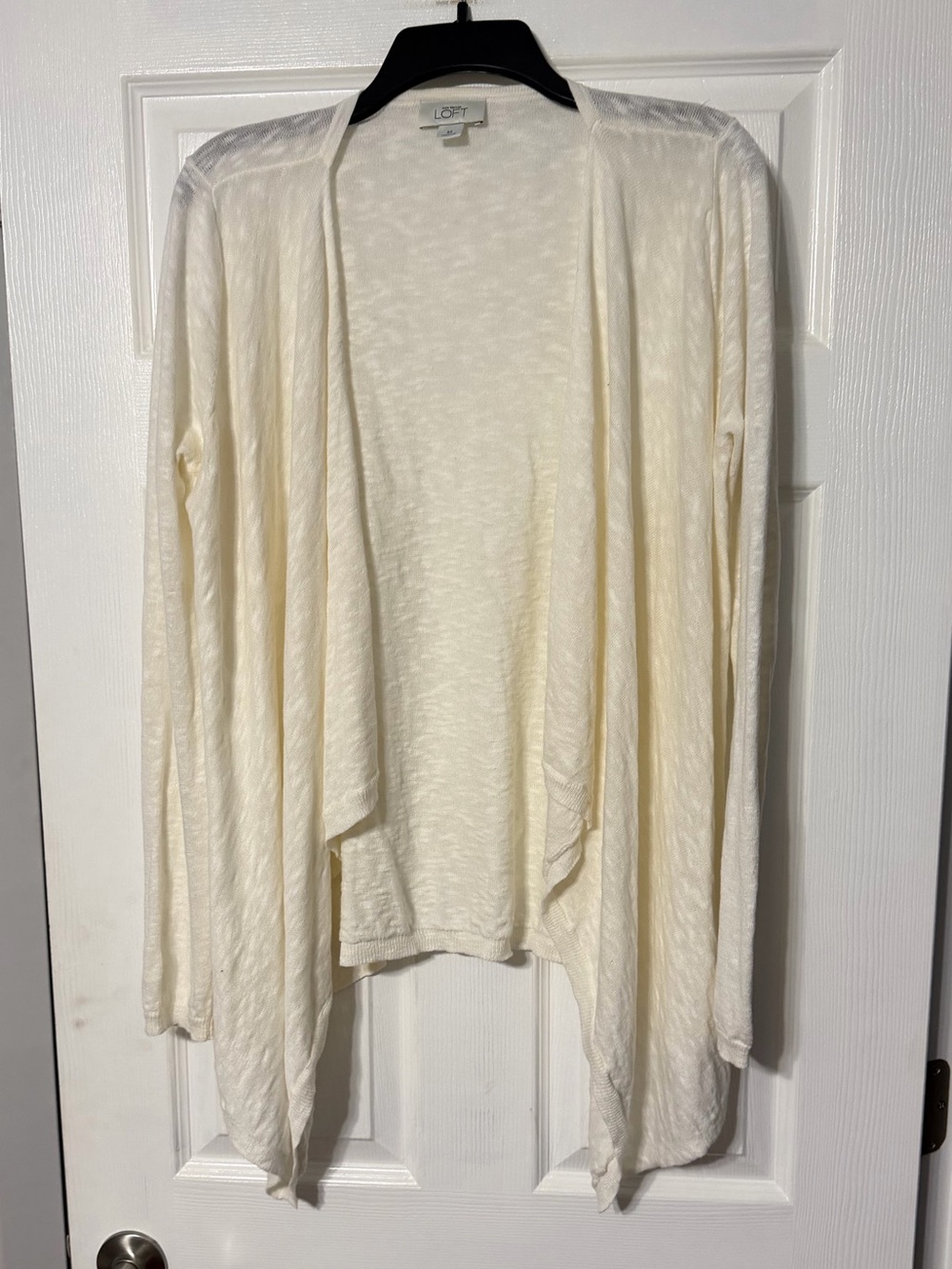 LOFT Cream Open-Front Draped Cardigan